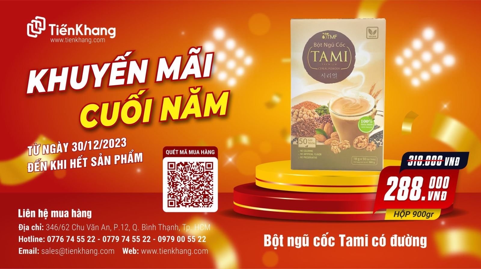 Khuyến mãi bột ngũ cốc Tami có đường