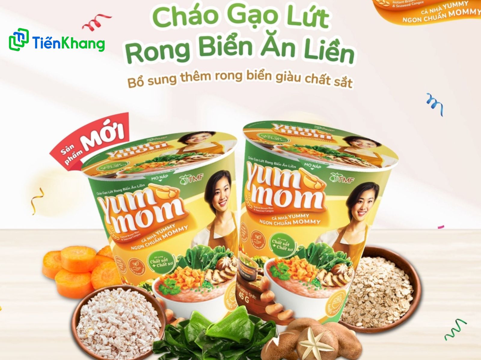 Cháo gạo lứt rong biển ăn liền Yom Mom