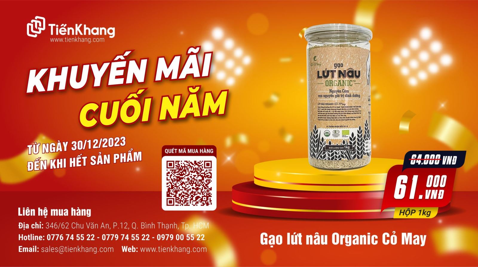 Chương trình khuyến mãi gạo lứt nâu Organic Cỏ May