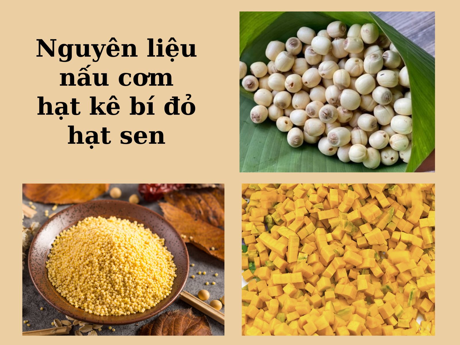 Nguyên liệu nấu cơm hạt kê bí đỏ hạt sen