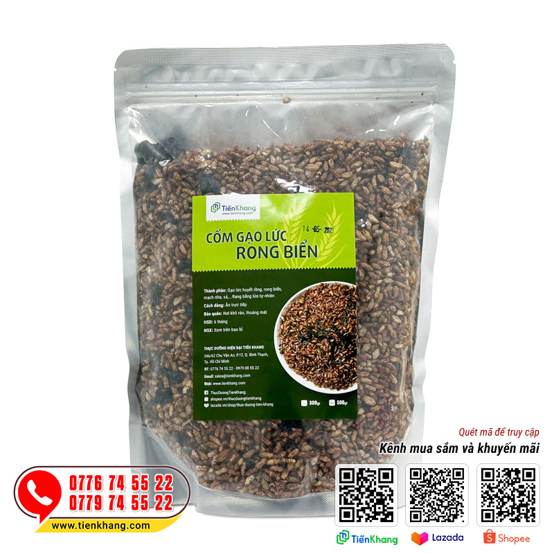 Cốm gạo lứt sấy rong biển - Bịch 500gram