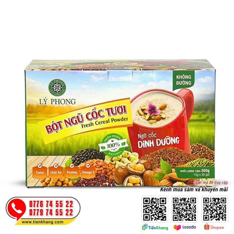 Bột ngũ cốc Tươi Lý Phong dạng không đường 