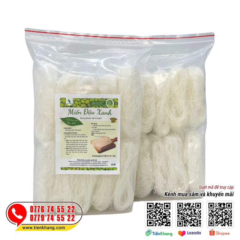 Miến đậu xanh - Bịch (10 vắt x 45 gram)