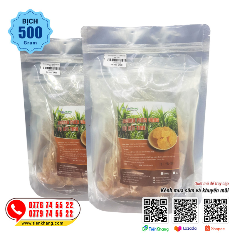  Đường Phèn Vàng Tự Kết Tinh - Bịch (500gram)