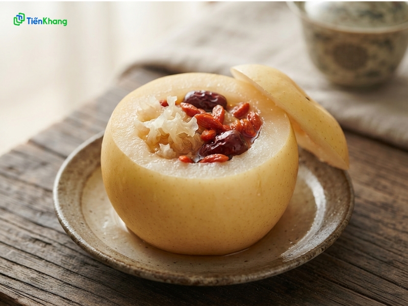 Lê hấp đường phèn nấm tuyết