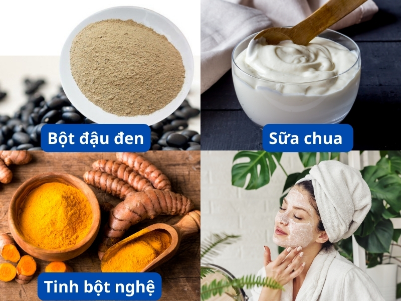 Mặt nạ bột đậu đen xanh lòng tinh bột nghệ