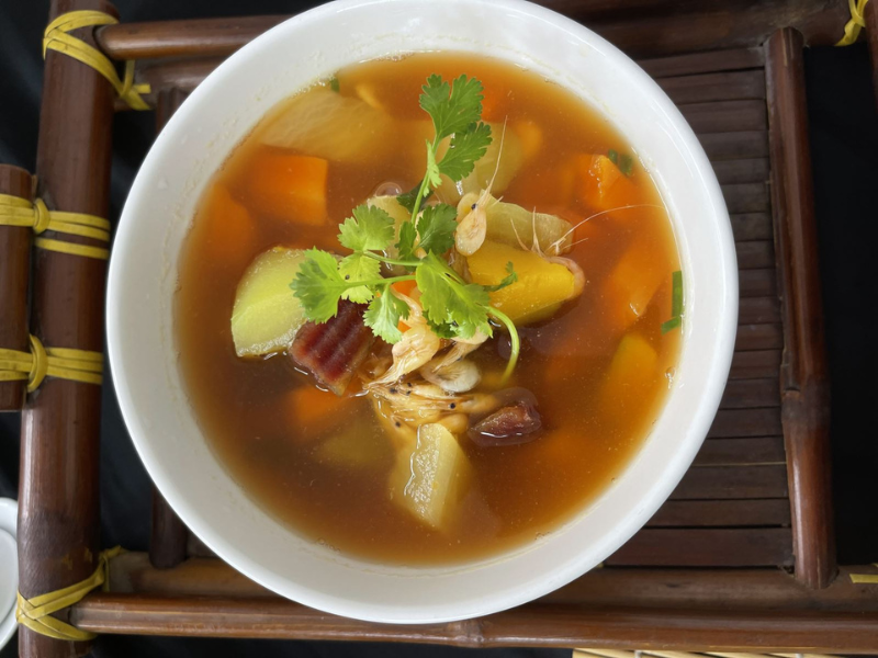 Canh ngũ sắc nấu tép