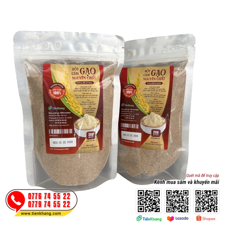 Bột cám gạo nguyên chất đang được bán tại Tiến Khang