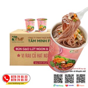 Bún gạo lứt ăn liền - Vị rau củ, hạt ngũ cốc - Thùng (24 ly x 65gram)