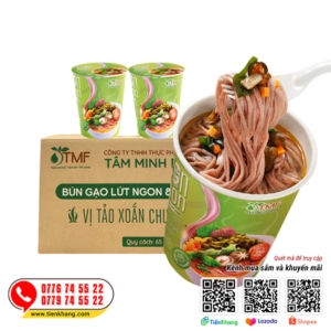 Bún gạo lứt ăn liền -  Vị tảo xoắn chua cay - Thùng (24 ly x 65gram)