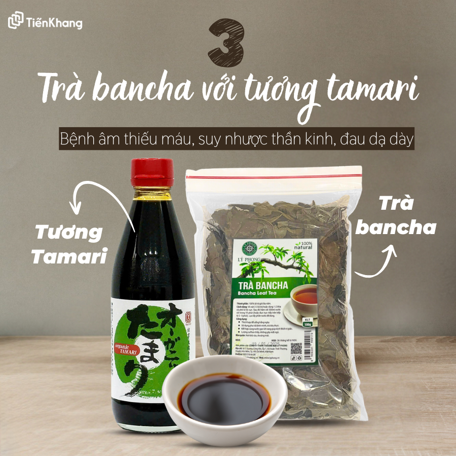 Trà bancha cùng tương Tamari