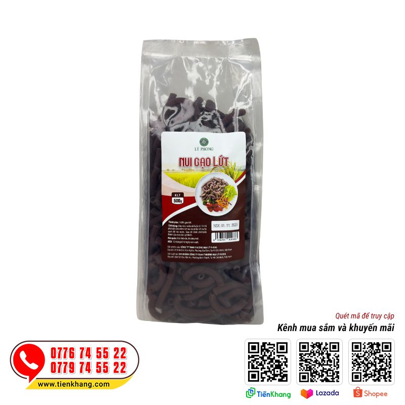 Nui Gạo Lứt Huyết Rồng - Bịch (500gram)