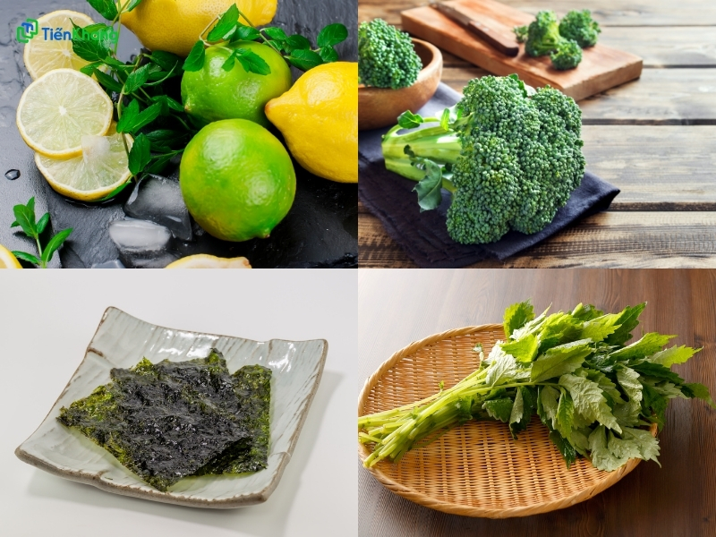 Nhóm rau xanh và trái cây chứa nhiều kiềm