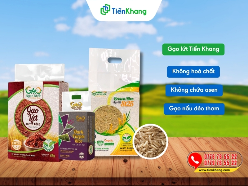 Các loại gạo lứt đang được bán tại Tiến Khang