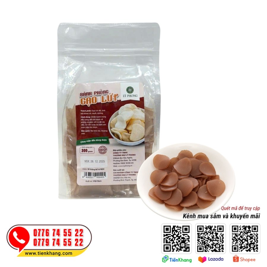 Bánh phồng gạo lứt - Bịch 300 gram