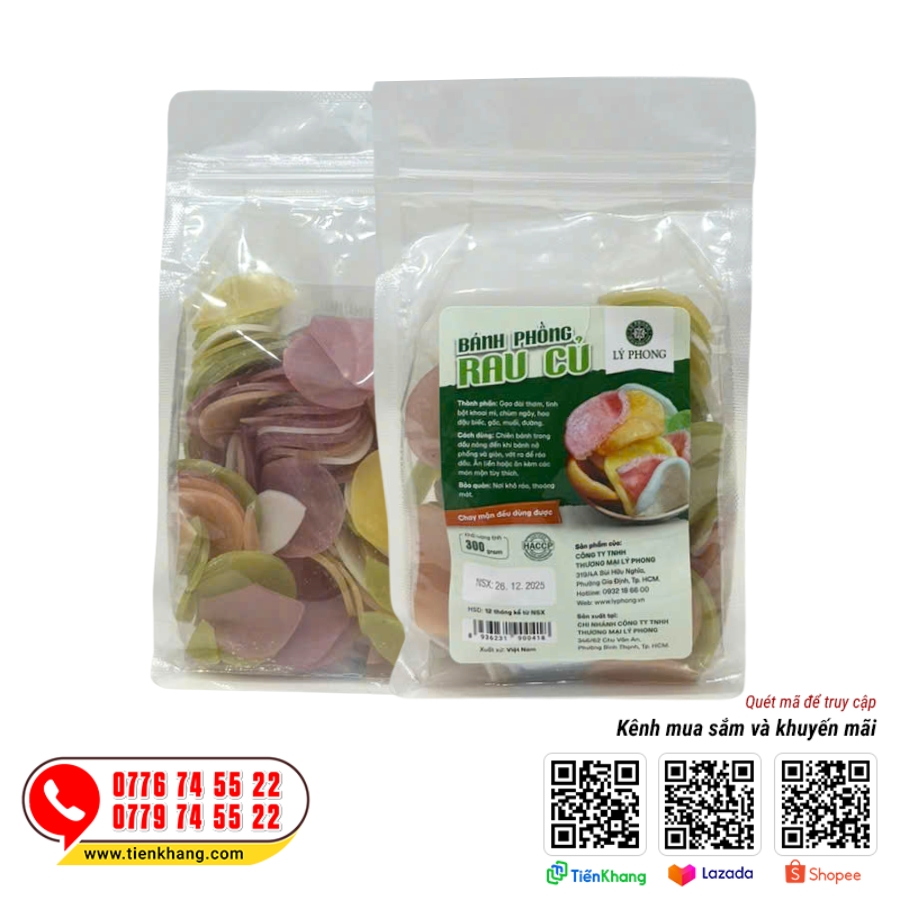 Bánh phồng rau củ không chứa chất bảo quản và chất tạo màu