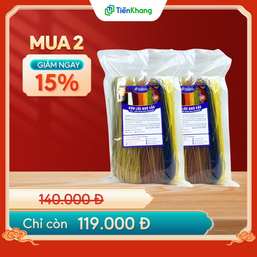 Bún gạo lứt ngũ sắc đang có ưu đãi mua 2 giảm 15%