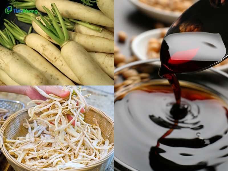 Nguyên liệu để làm món củ cải ngâm nước tương Tamari