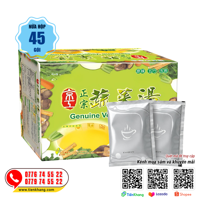 Canh dưỡng sinh túi lọc King Kung - Nửa hộp (45 gói)