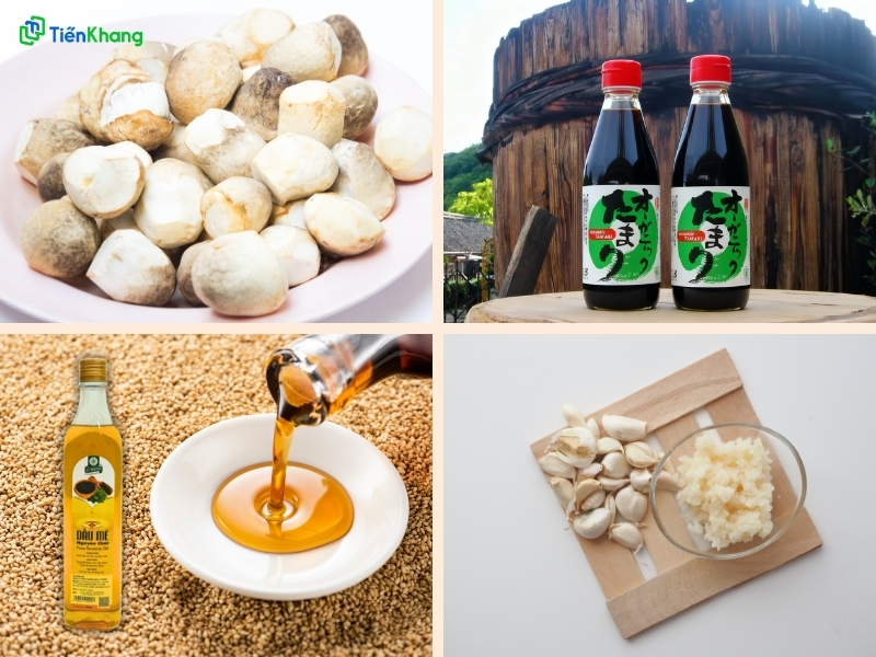 Nguyên liệu nấu món nấm rơm kho tương Tamari