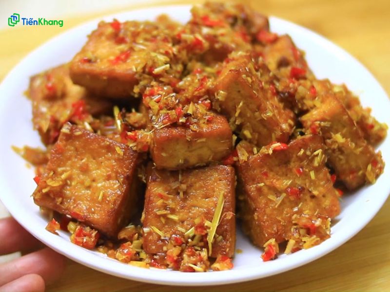 Đậu hũ chay xào sả ớt