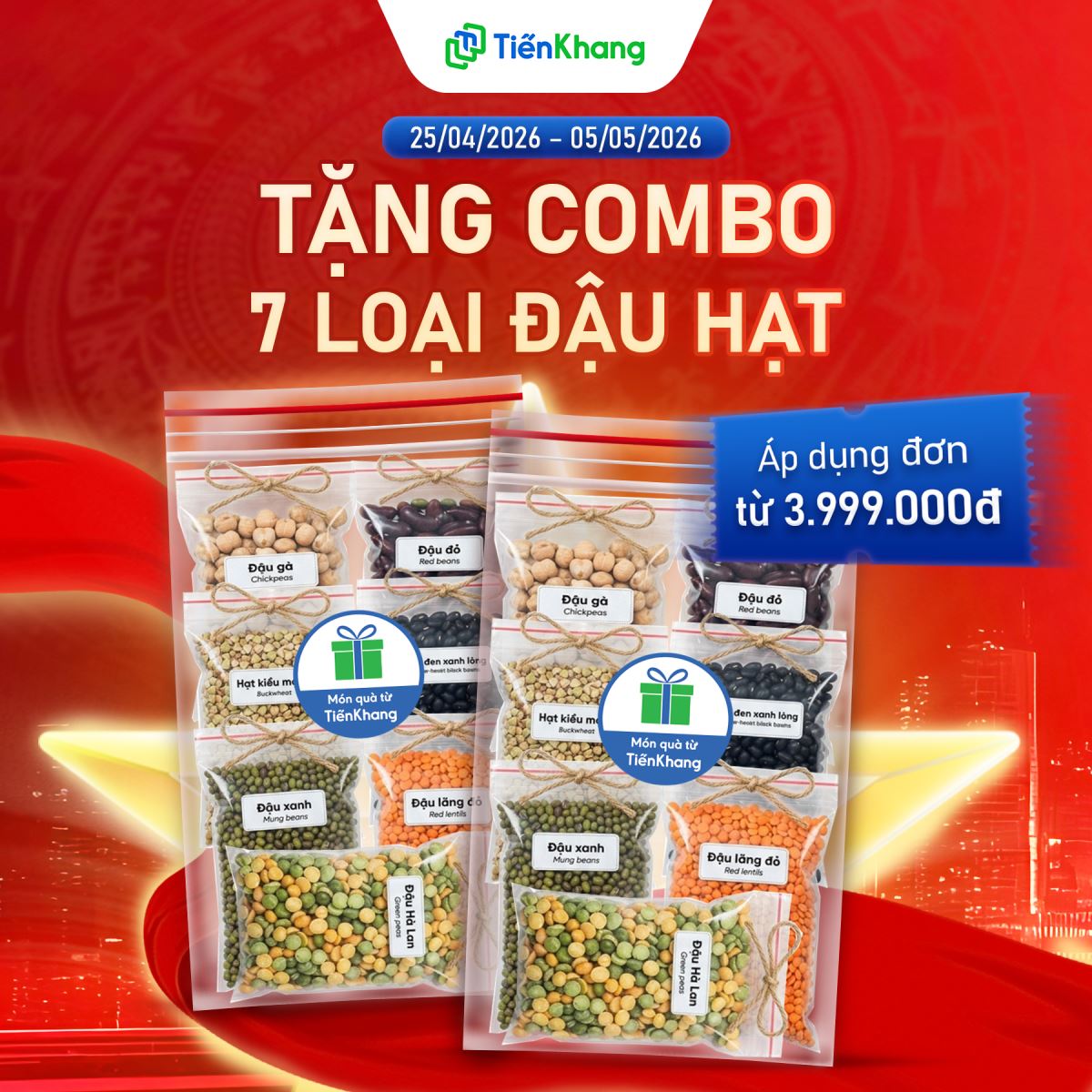 Tặng combo 7 loại đậu hạt dinh dưỡng cho đơn từ 3.999.000đ