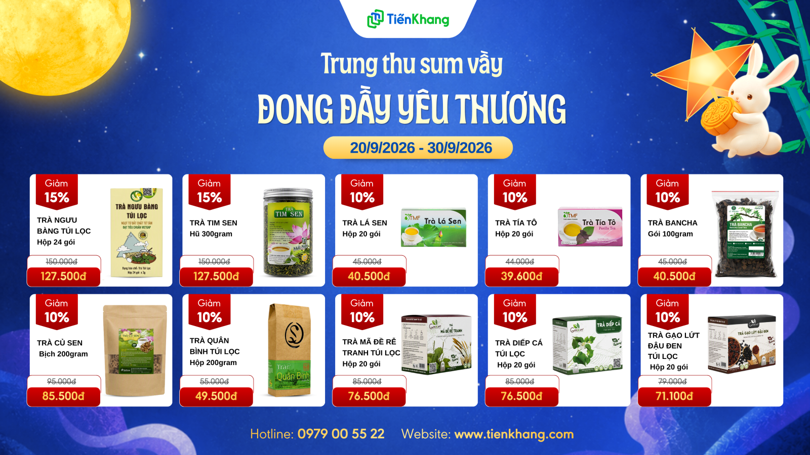 Trung thu 2026: Trà giảm giá lên đến 20%