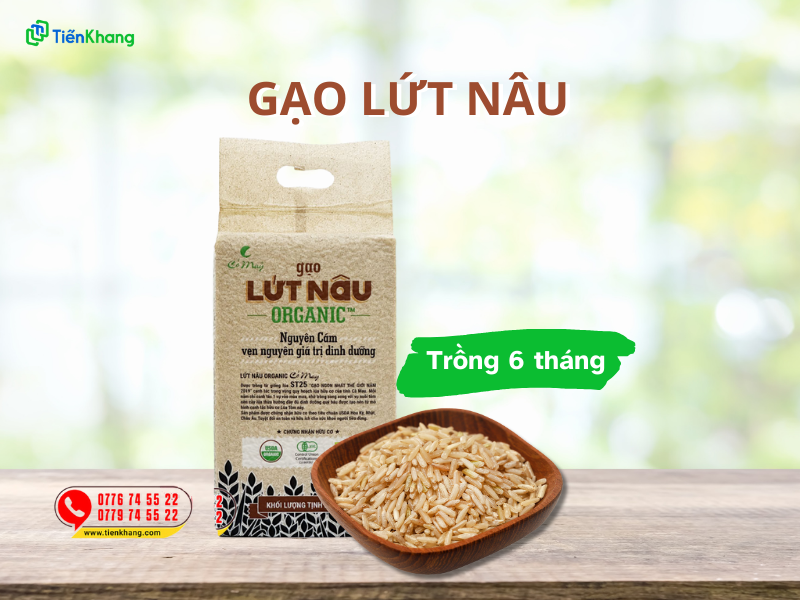 Gạo lứt nâu Organic Cỏ May 6 tháng