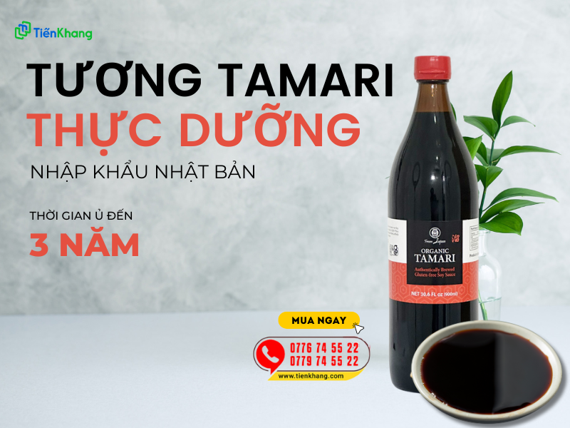 Tương tamari thực dưỡng tại Tiến Khang được nhập khẩu nguyên chai từ Nhật Bản