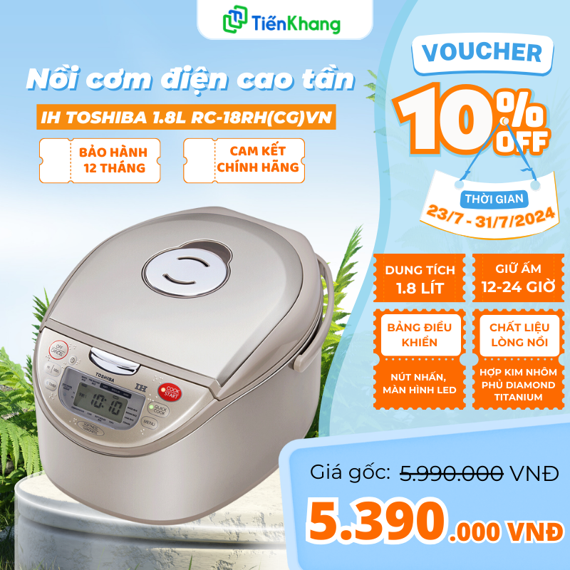 Khuyến mãi nồi cơm điện cao tần IH Toshiba 1.0L RC-10IX1PV