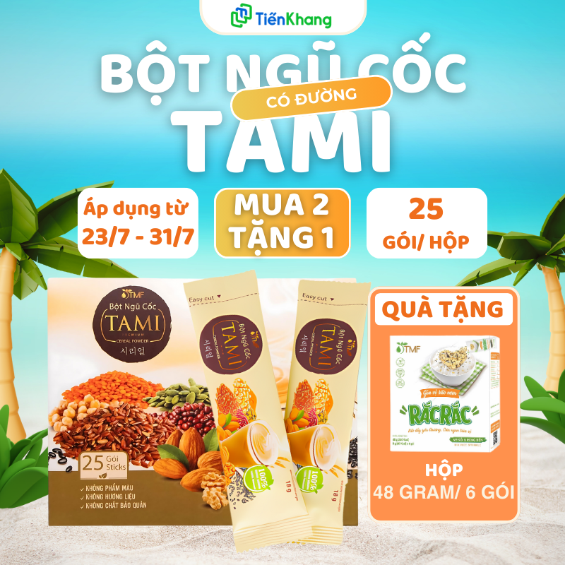 Khuyến mãi bột ngũ cốc Tami có đường 25 gói