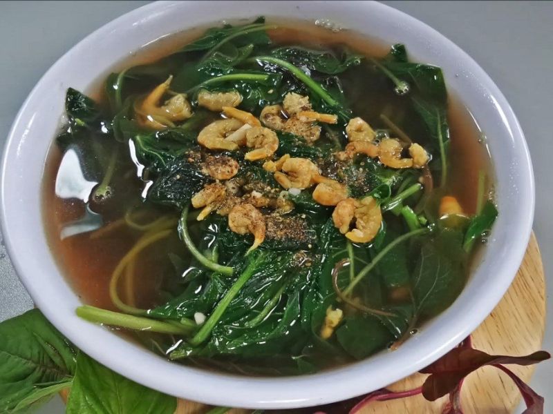 Canh rau dền nấu tôm khô