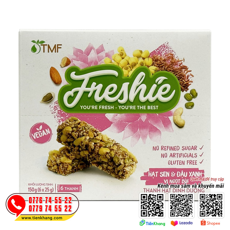 Thanh hạt dinh dưỡng vị hạt sen và đậu xanh freshie