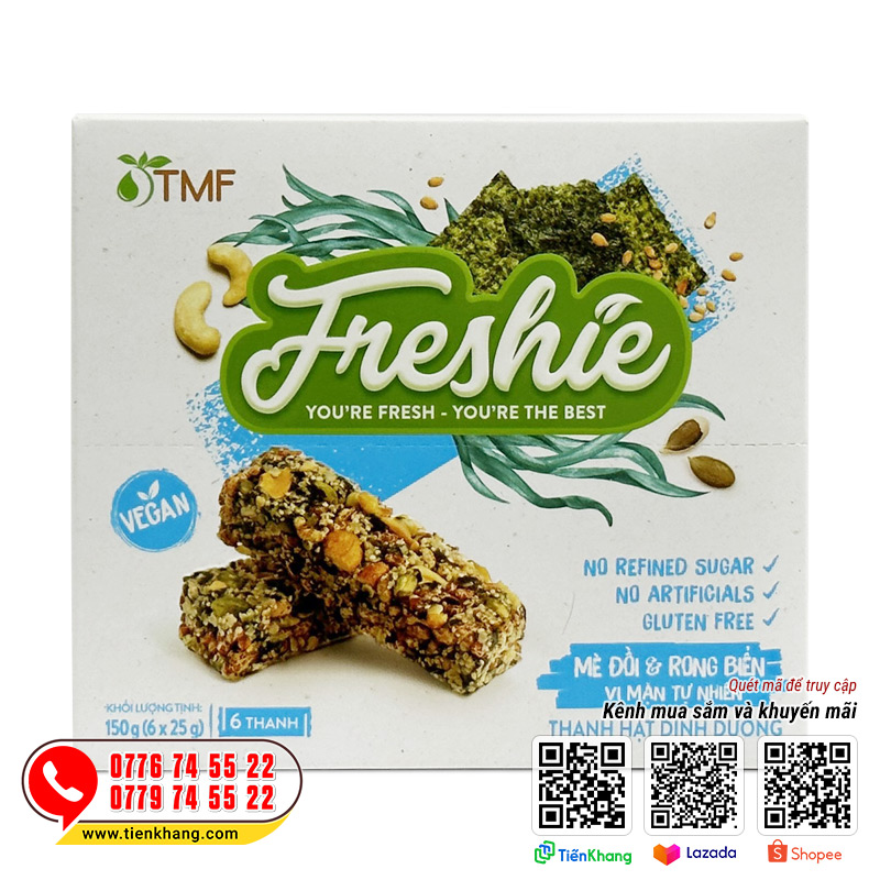 Thanh hạt dinh dưỡng vị mè đồi và rong biển freshie