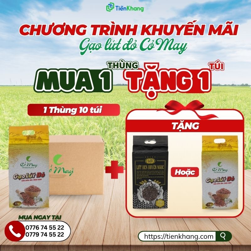 Mua thùng tặng ngay 1 túi gạo Huyền Ngọc hoặc gạo đỏ 2kg