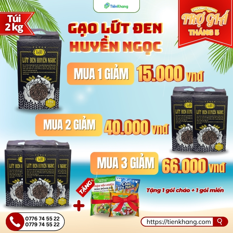 Trợ giá gạo lứt đen Huyền Ngọc túi 2kg